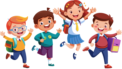 Illustration of kids running